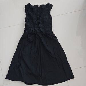 Old Navy Black Ruched Sleeveless Dress